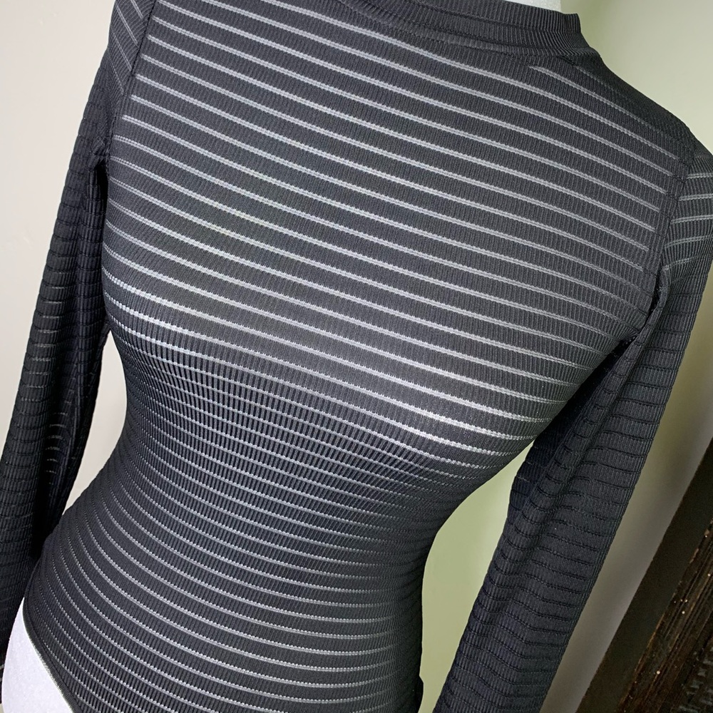 BOOHOO striped body suit with sheer back